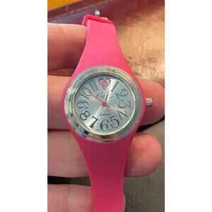 Women's 30mm Kim Rogers Watch, Pink Poly Band and Case, Silver Tone Bezel